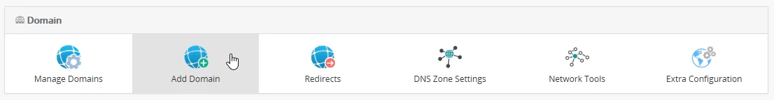 Pridėti domeną panelyje webuzo