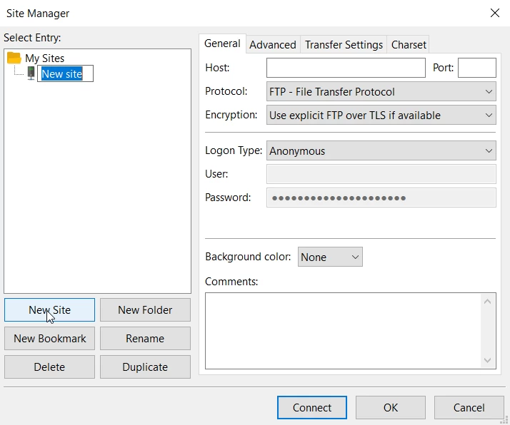 New Site nume sesiunii