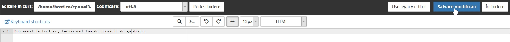 Mesaj text pe cont nou creat