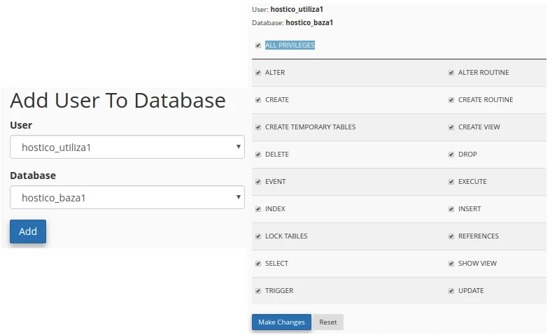 All privileges add user to database