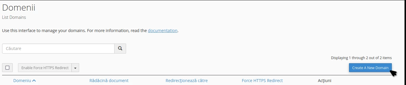 cPanel užpildymo domenai