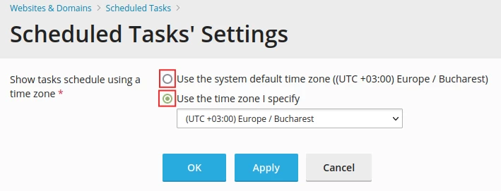 Planuotos užduoties nustatymai